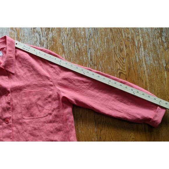 Talbots Irish Linen Blazer Shirt Jacket Coral Pink Button Front Women's - Picture 11 of 12